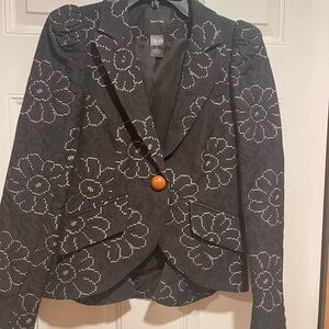 Smythe Black Floral Blazer with White Accents